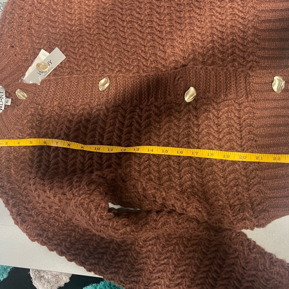 WD.NY Chocolate Knit Sweater with Cream Buttons - Picture 5 of 6